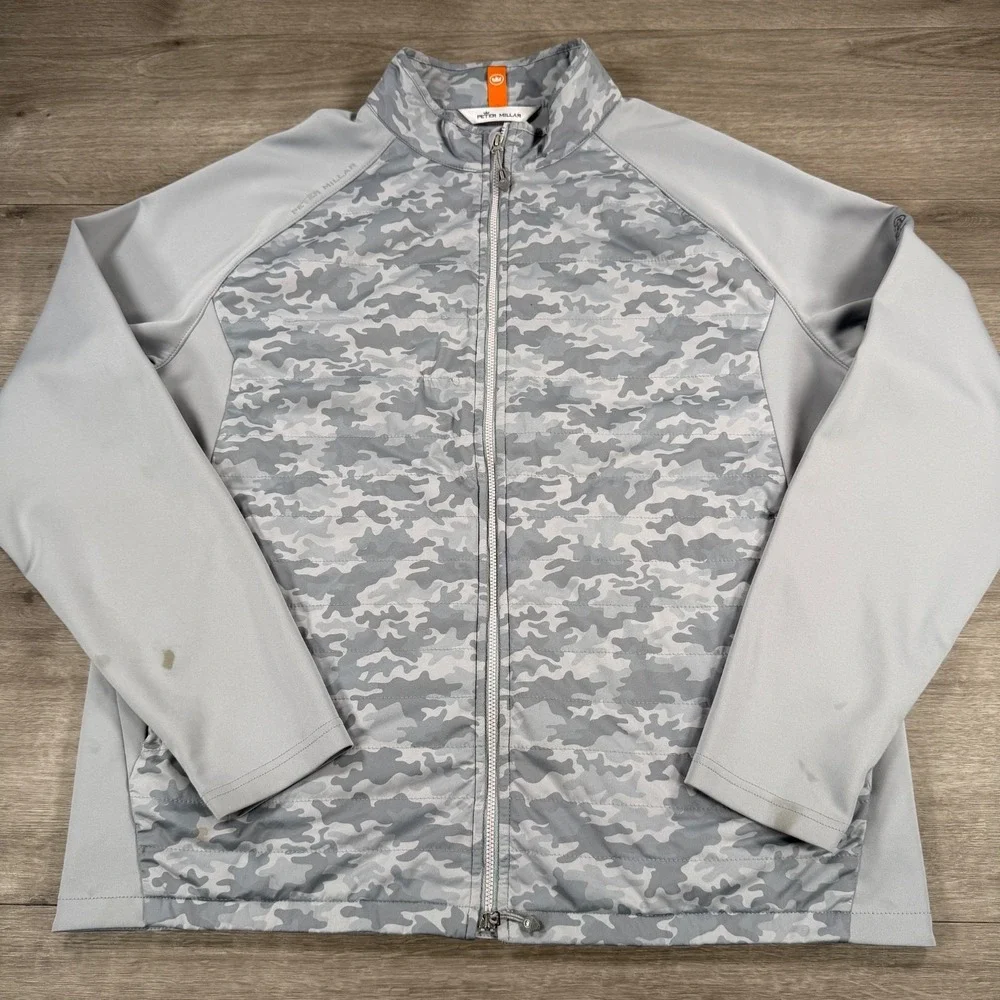 Peter Millar Camo Hyperlight Merge Hybrid Jacket Gray Full Zip Men's XL READ